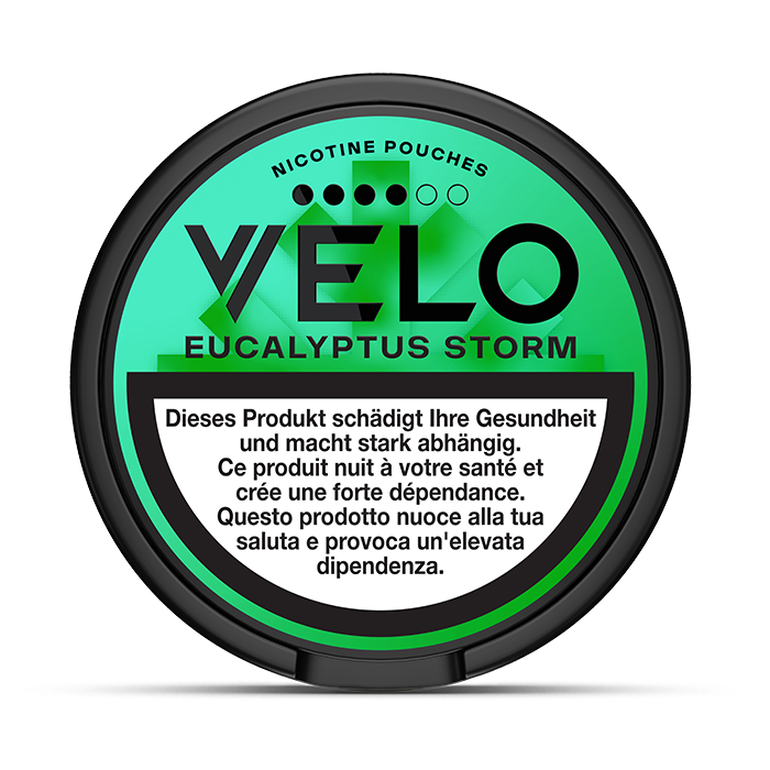 VELO Eucalyptus Storm 10.9 mg – 24 Beutel – VELO Dose Vorderansicht
