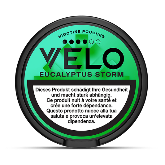 VELO Eucalyptus Storm 10.9 mg – 24 Beutel – VELO Dose Vorderansicht