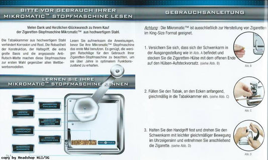 OCB Mikromatic Zigarettenstopfmaschine – Mikromatic Stopfer, Mikromatic Stopfmaschine