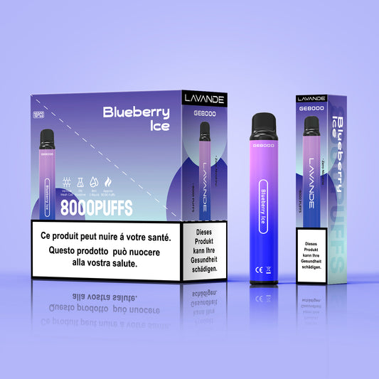 Lavande GE8000 Blueberry Ice - 0% – Blaubeere Menthol Vape, Blaubeere Vaping-Genuss