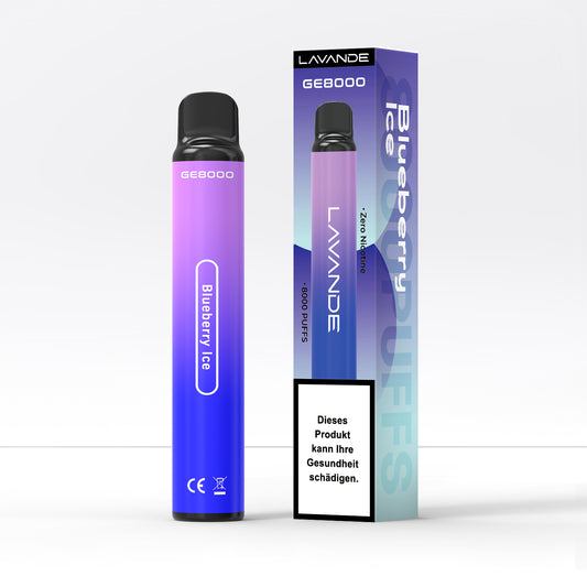 Lavande GE8000 Blueberry Ice - 0% – 8000 Züge Einweg-E-Zigarette, beste Einweg-Vapes 2024