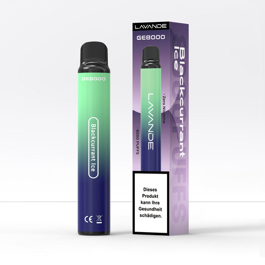 Lavande GE8000 Blackcurrant Ice - 0% Nikotin – 8000 Züge Einweg-E-Zigarette, beste Einweg-Vapes 2024