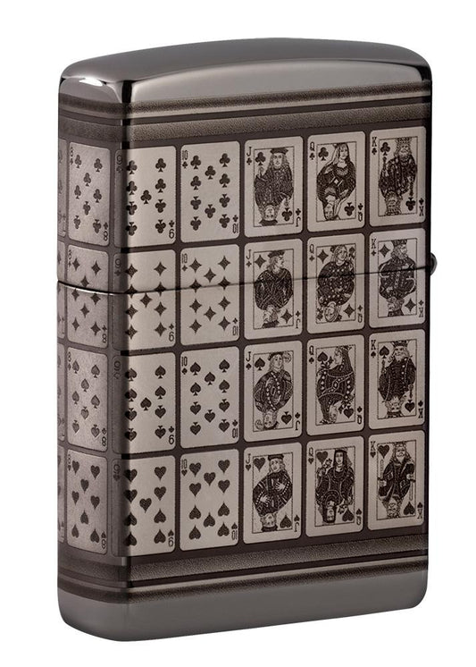 Zippo Feuerzeug Black Ice mit umlaufendem Spielkartenmotiv