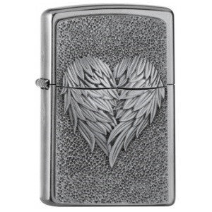 Zippo Heart with Feathers