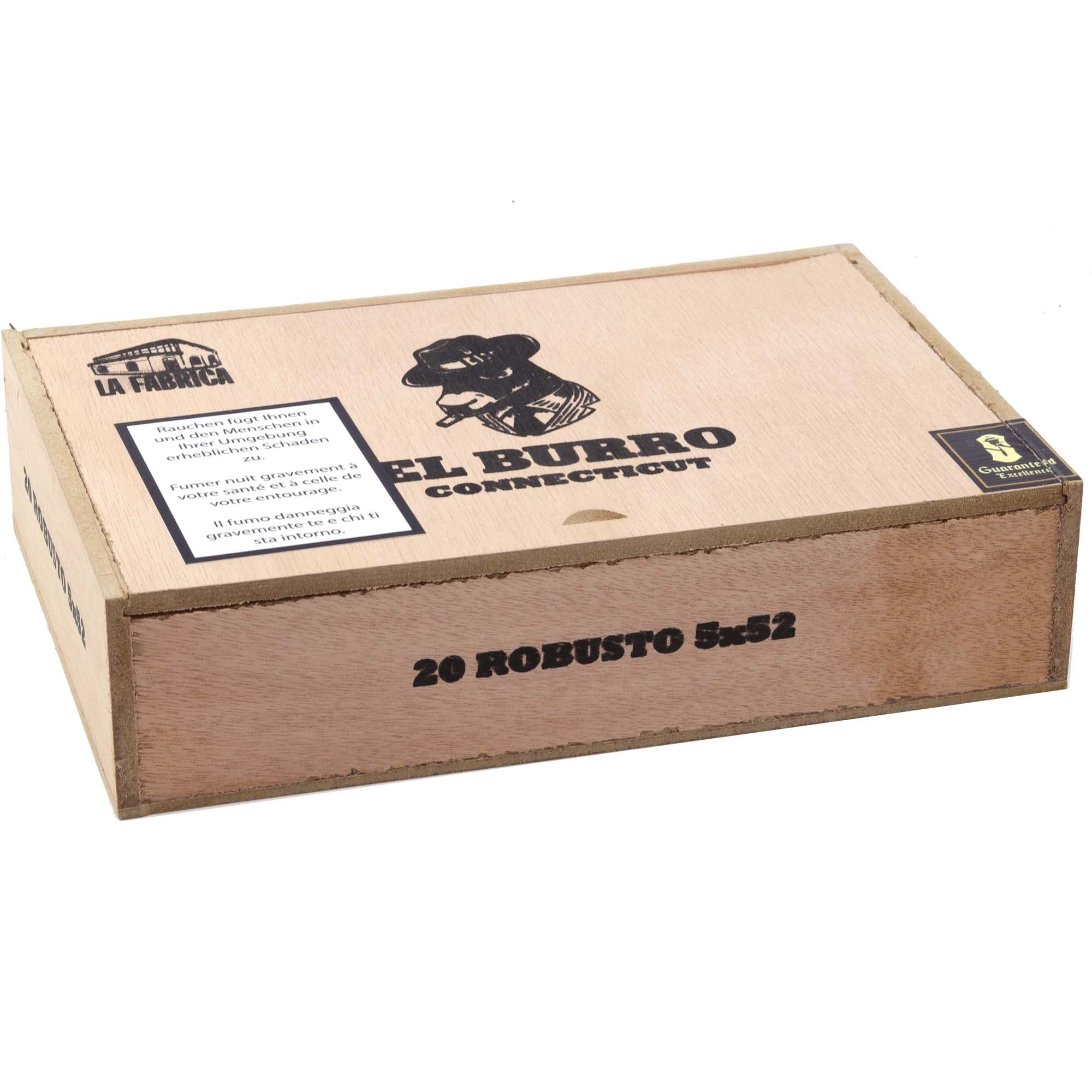 Sinistro El Burro Connecticut Robusto Zigarre mit Connecticut-Deckblatt im Robusto-Format