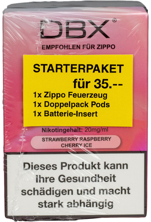 DBX Starterpaket Strawberry Raspberry Cherry Ice Verpackung