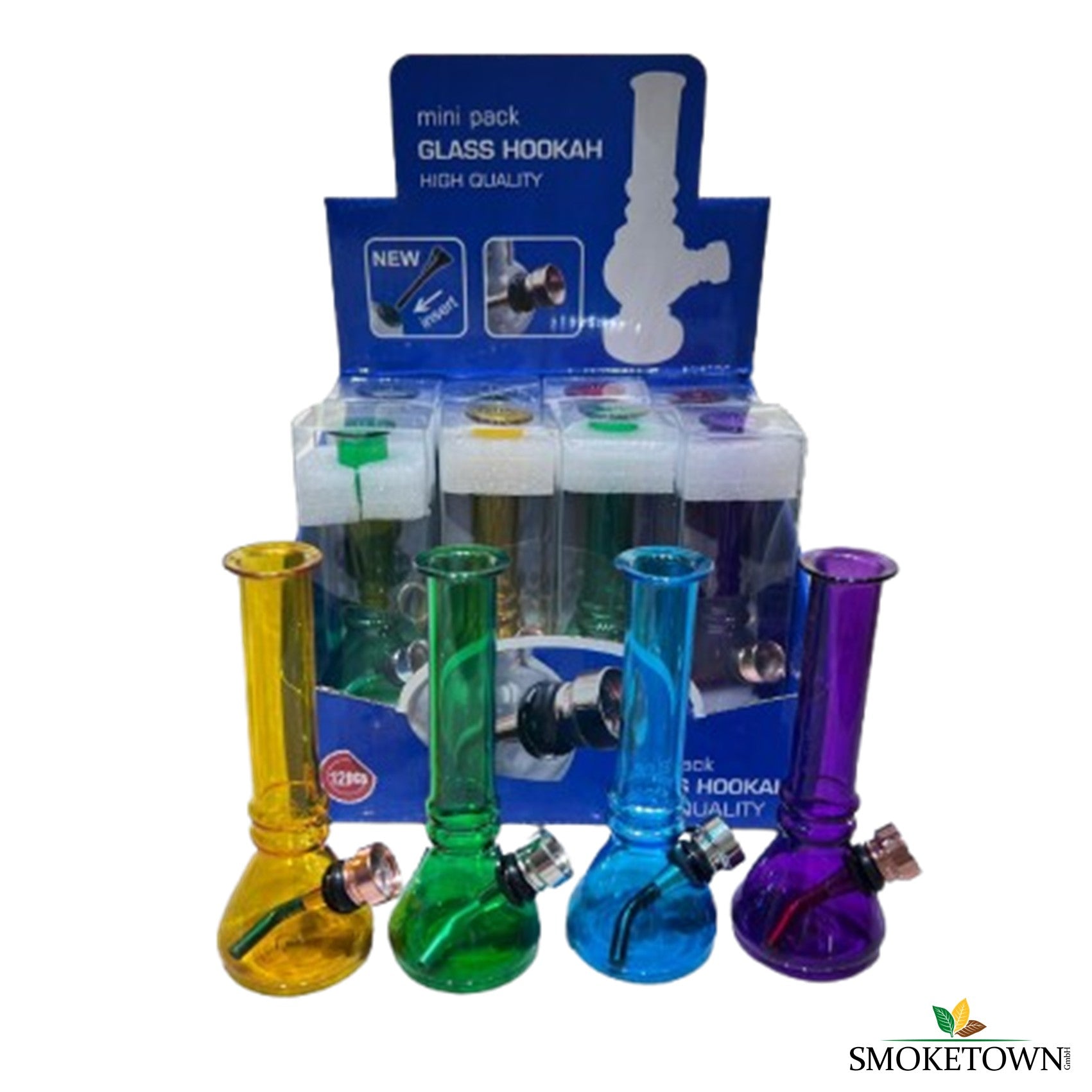 Bunte Mini Glasbongs – 120mm Bong, 12er Bong-Set