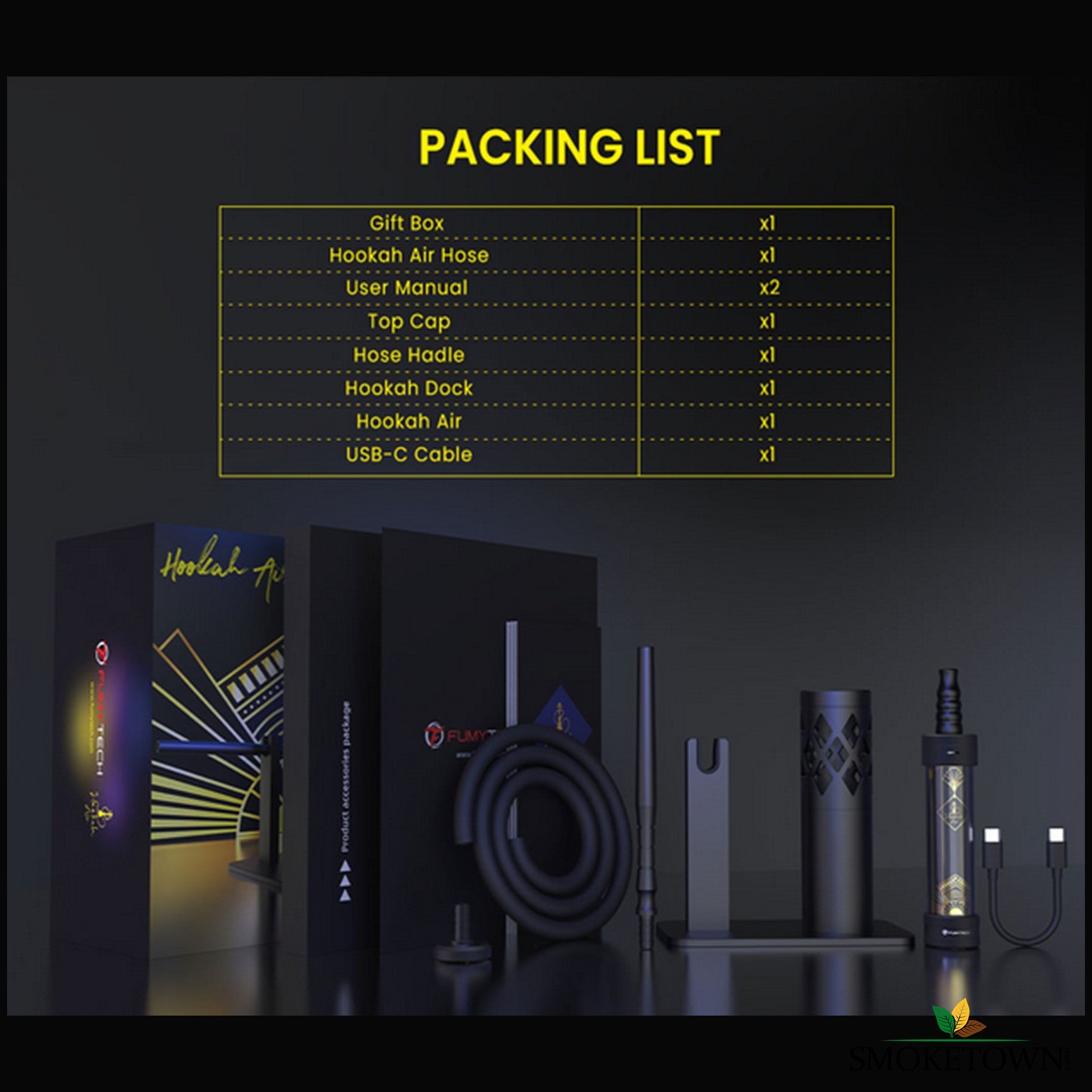 Hookah Air Kit - Black – Dock Gold Edition, einfacher Seitenfüllung