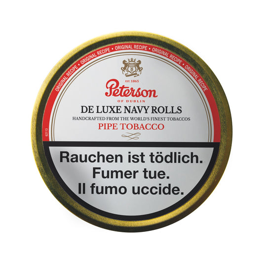 Peterson De Luxe Navy Rolls 50g tin – Cask Aged, Pfeifentabak