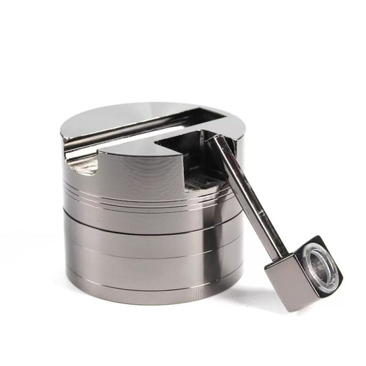 Grinder mit Pfeife 75mm Gun Metal – 4-teilig & massiv – 2-in-1 Grinder, All-in-One Grinder