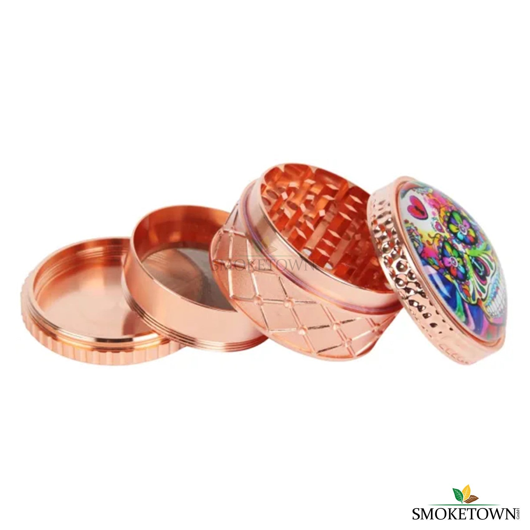 Grinder Skull Roségold - 4-teilig – Grinder 6 cm, Grinder bei smoketown.ch