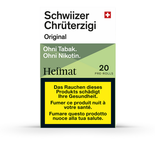 Heimat Schwiizer Chrüterzigi Original Packung mit 20 Kräuterzigaretten