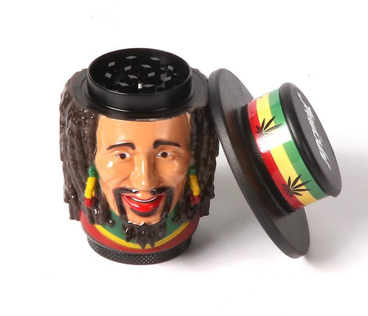 Jamaica Rasta Grinder 76 mm 3D-Kopf Design – außergewöhnlicher Grinder, Bob Marley Grinder