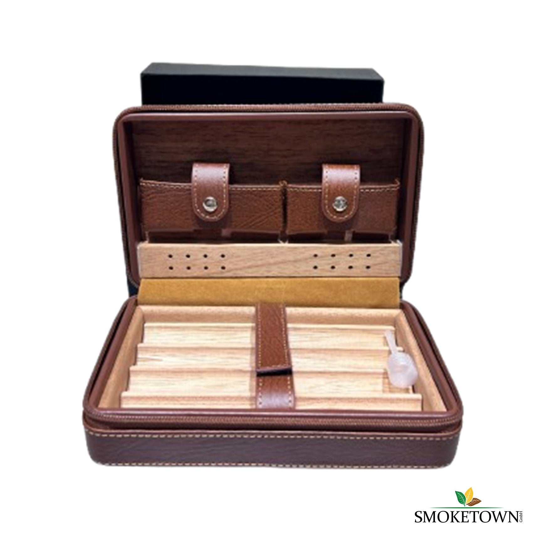 Leder Cigar Carry Bag – 4er Zigarrenetui, Befeuchter Zigarrenbox
