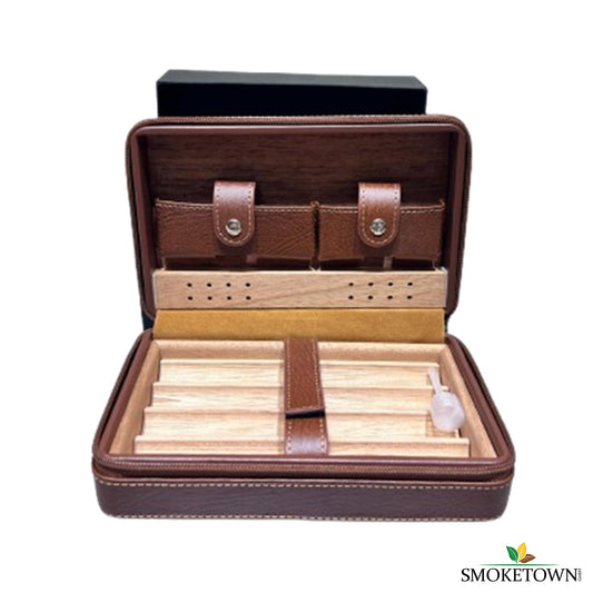 Leder Cigar Carry Bag – 4er Zigarrenetui, Befeuchter Zigarrenbox