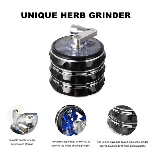 Lightning Alu Grinder 63mm mit Kurbelmechanik – Grinder für Hanf, Grinder für Kräuter