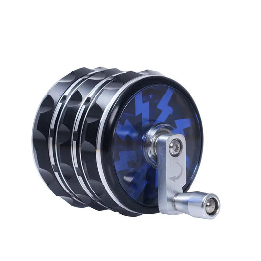Lightning Alu Grinder 63mm mit Kurbelmechanik – 4-teiliger Grinder, Aluminium Grinder