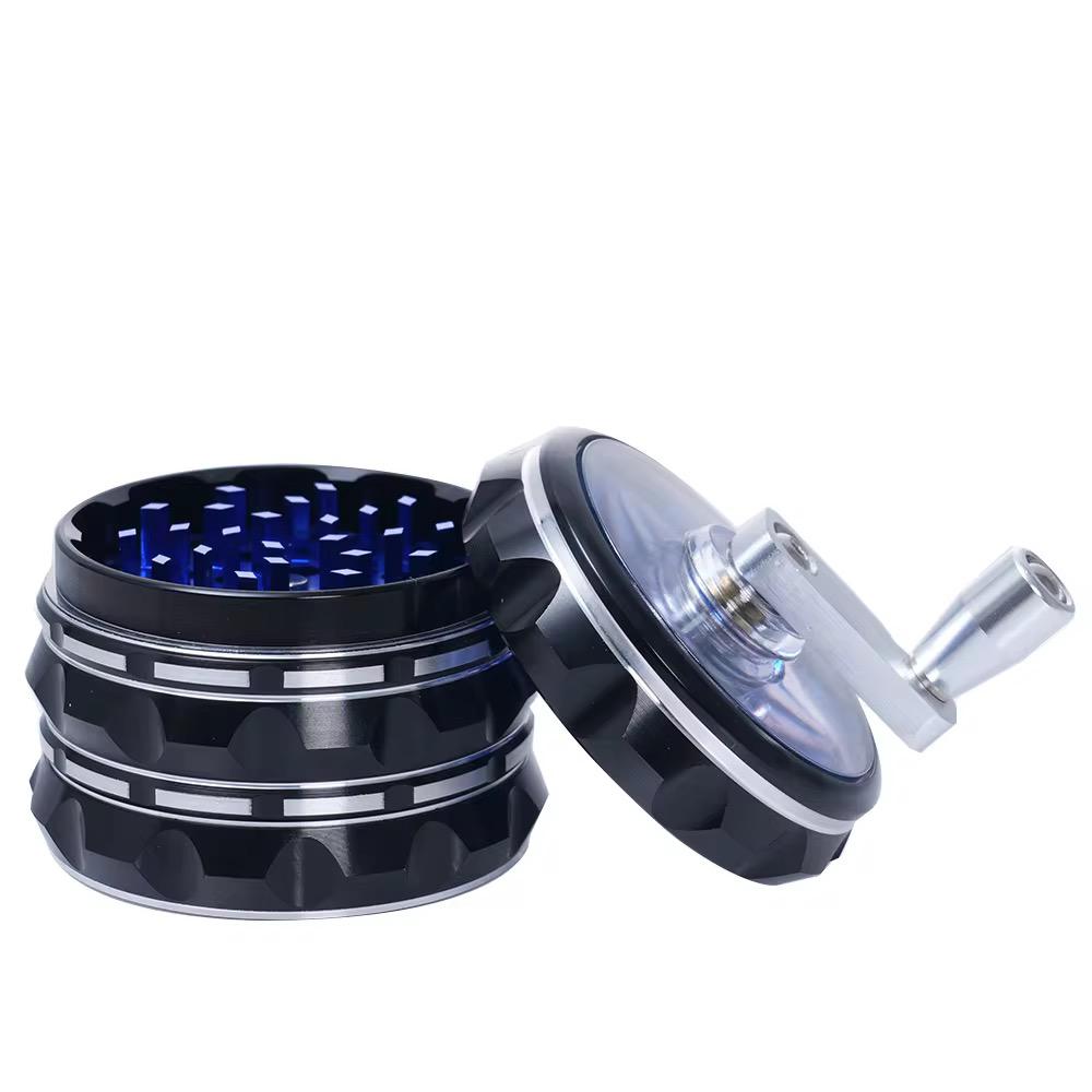 Lightning Alu Grinder 63mm mit Kurbelmechanik – Aluminium Kräutermühle, Aluminium Mühle