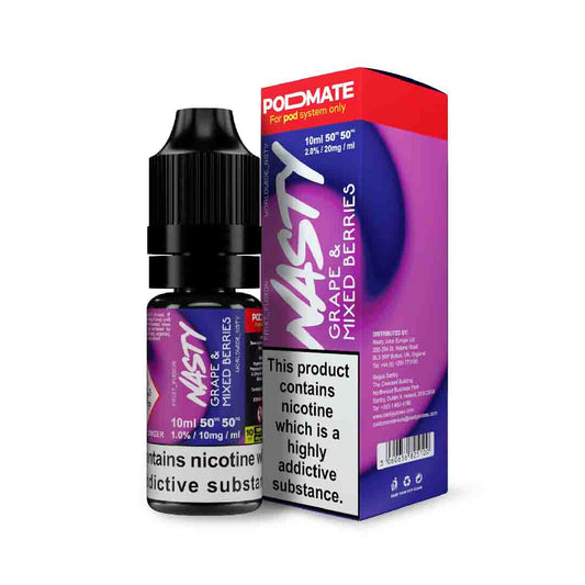 Nasty Podmate 10ml Nic Salt - Grape &amp; Mixed Berries – 50VG/50PG, Dampfen