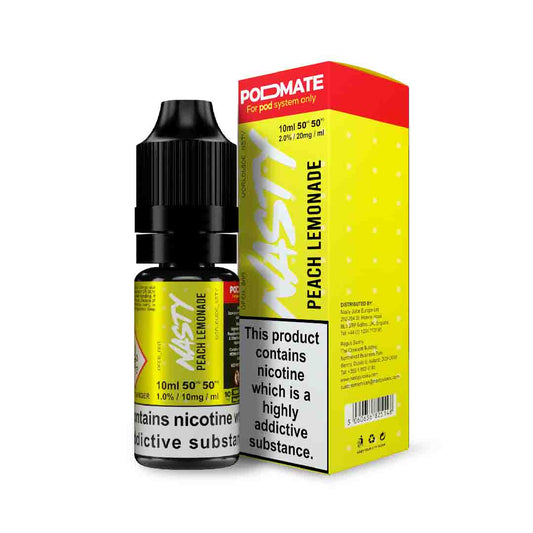 Nasty Podmate 10ml Nic Salt - Peach Lemonade – 50VG/50PG, Dampfen