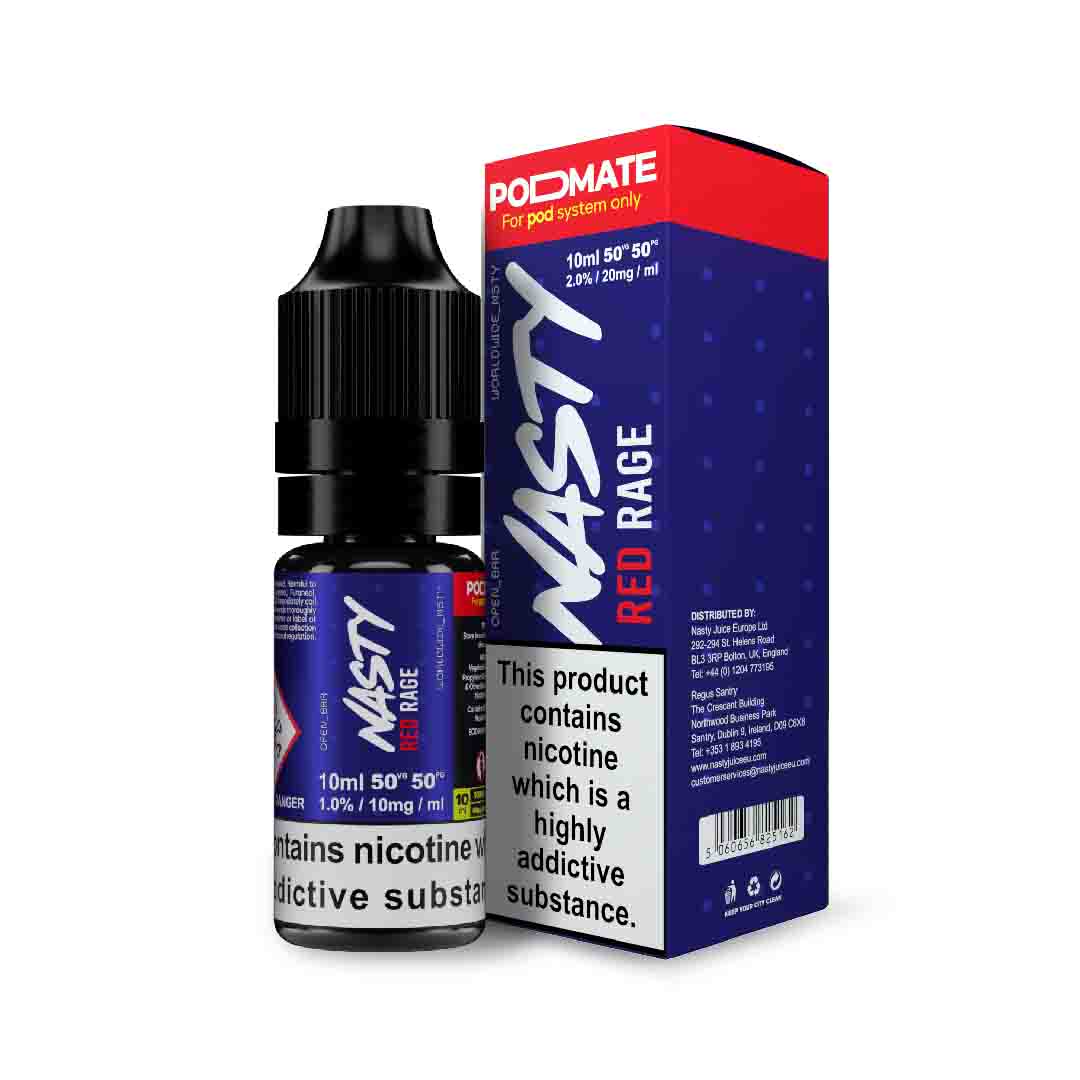 Nasty Podmate 10ml Nic Salt - Red Rage – 50VG/50PG, Dampfen