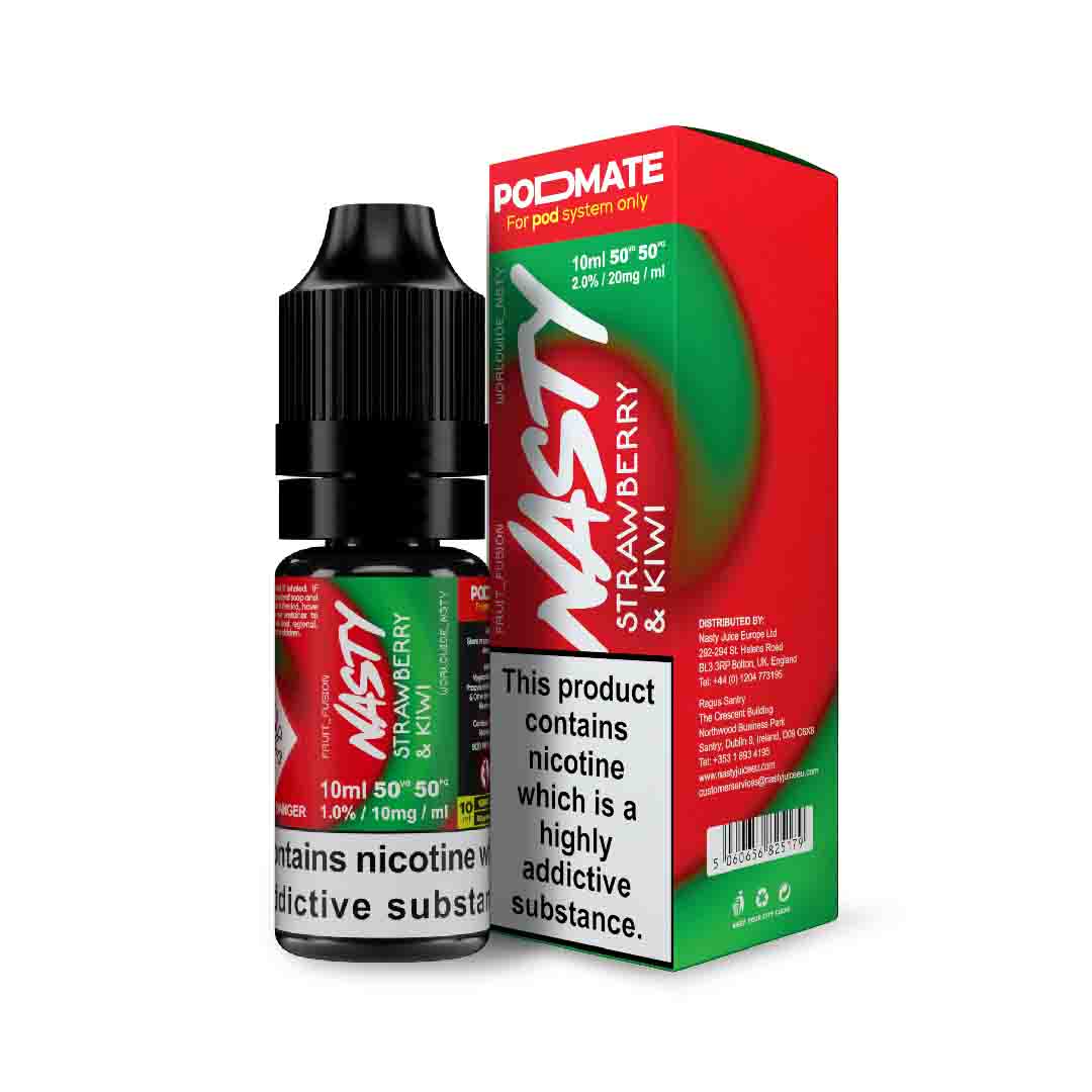 Nasty Podmate 10ml Nic Salt - Strawberry &amp; Kiwi – 50VG/50PG, Dampfen