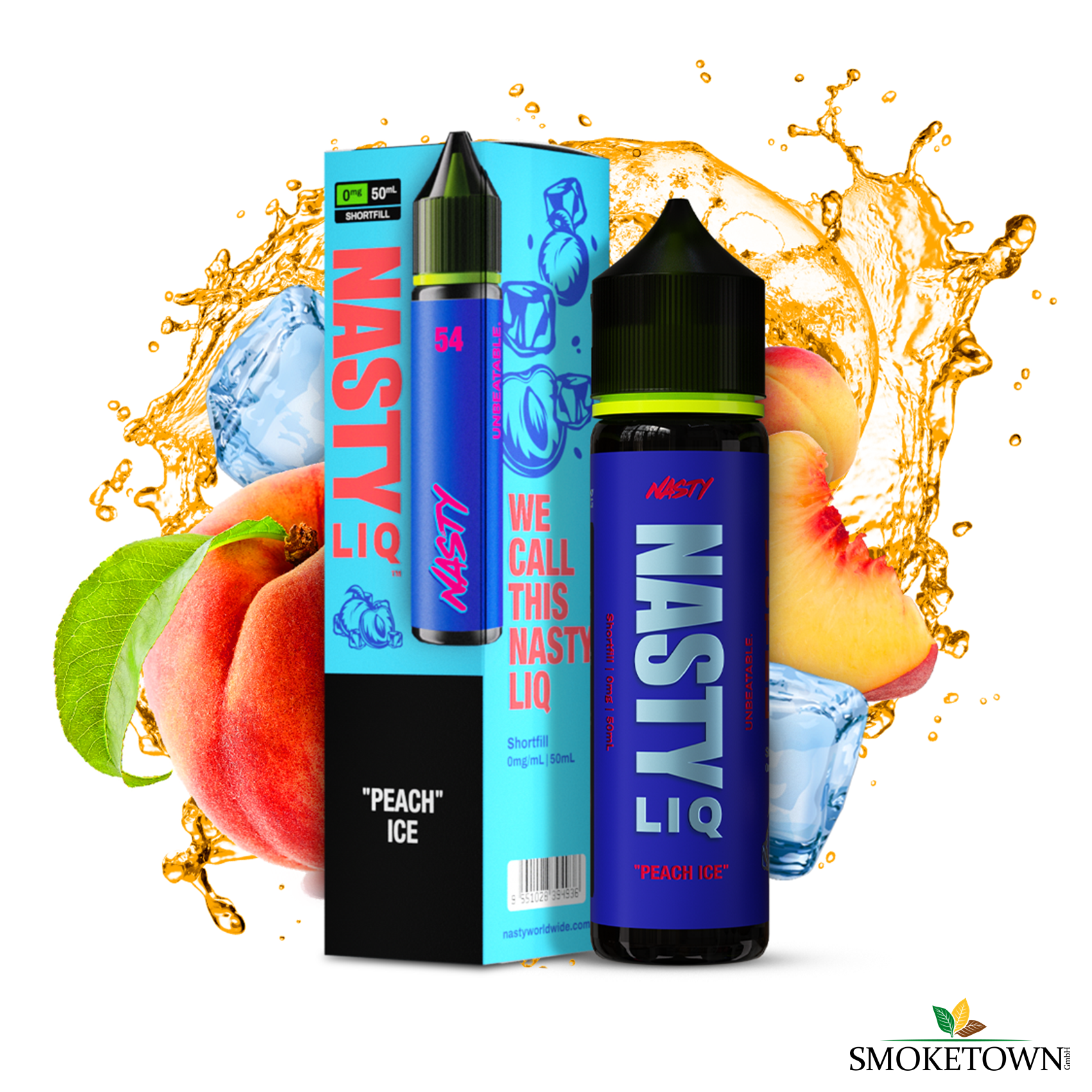 Nasty Liq - 50ml - Peach Ice – 50/50 Base Shortfill, 50/50 Liquid