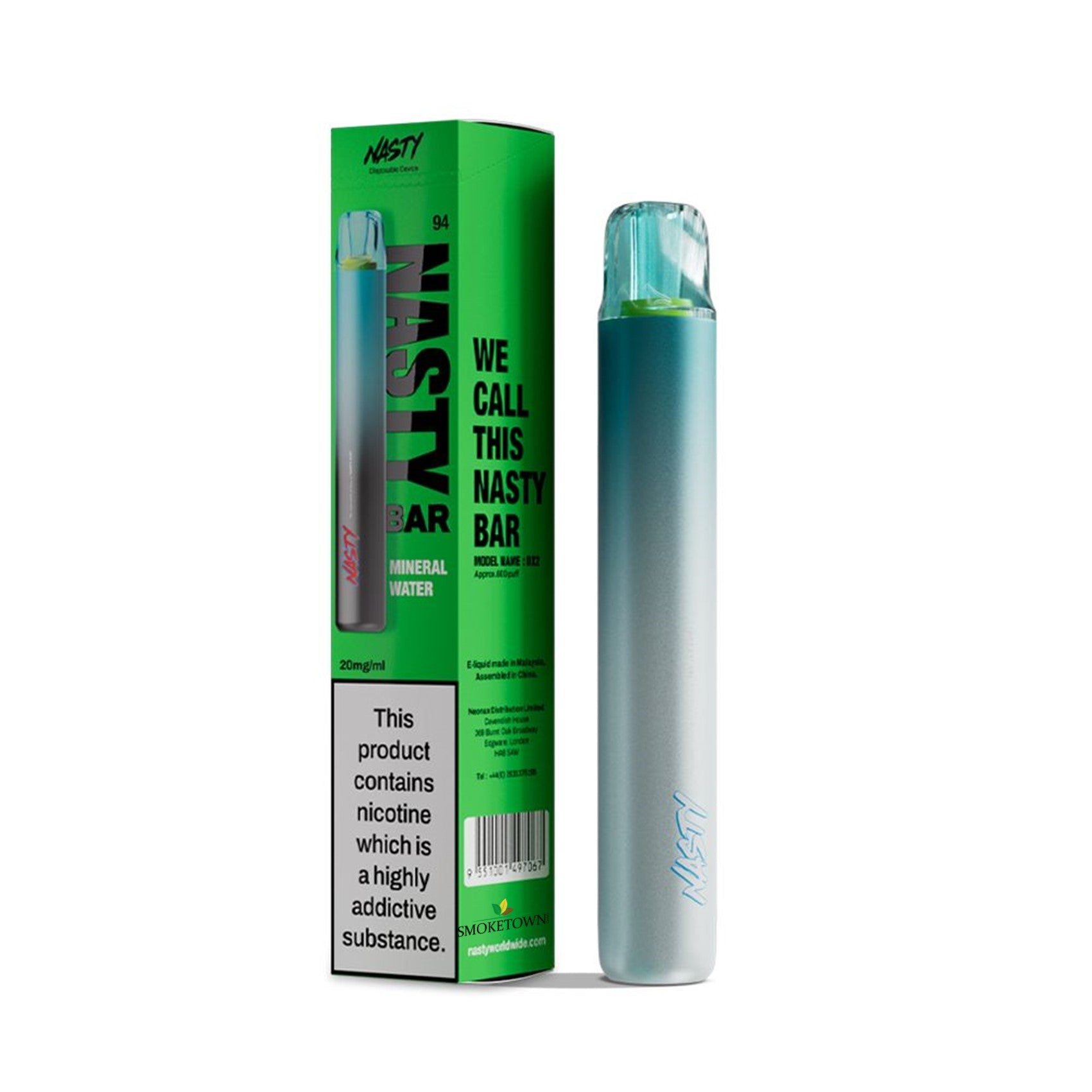 Nasty DX2 - Mineral Water - 600 – 20mg Nikotinsalz, 2ml E-Liquid
