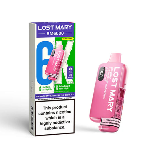 Lost Mary BM6000 - Strawberry Raspberry Cherry Ice – Beerenmix Vape UK, Berry Ice Angebot