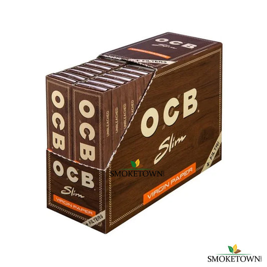 OCB Virgin Unbleached - Slim + Filter – chemikalienfreies Zigarettenpapier, gesunde Raucheroption
