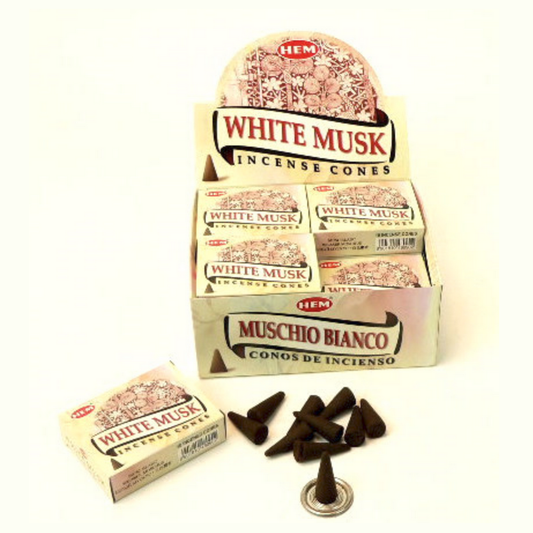HEM White Musk Räucherkegel - 10 Stk – 10er Räucherkegel, aromatische Räucherkegel