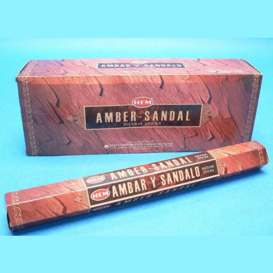 HEM Amber Sandal Räucherstäbchen - 20 Stk – Amber Duftstäbchen, Amber und Sandelholz