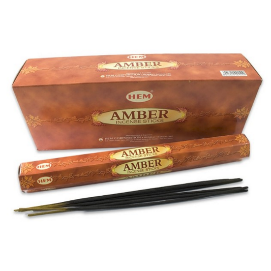 HEM Amber Räucherstäbchen - 20 Stk – Amber Duftstäbchen, Amber Sandal Räucherstäbchen