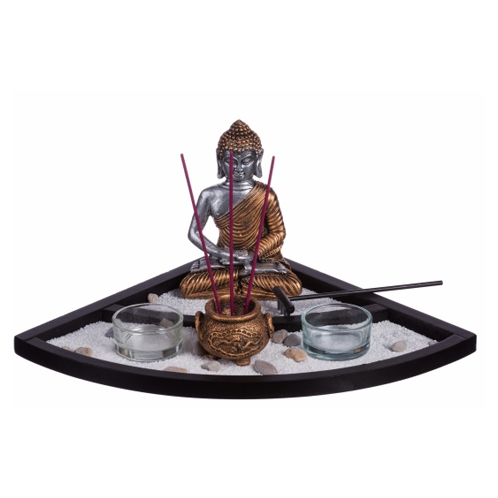 Räucherstäbchenhalter Zen Garten mit Teelichter – asiatische Dekoration, Buddha Zen Garten