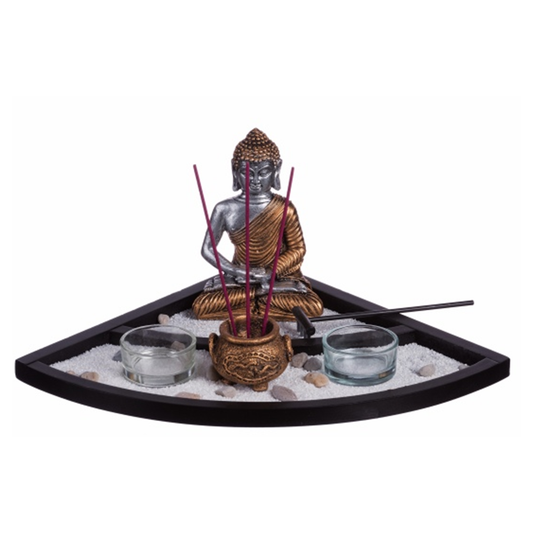 Räucherstäbchenhalter Zen Garten mit Teelichter – asiatische Dekoration, Buddha Zen Garten