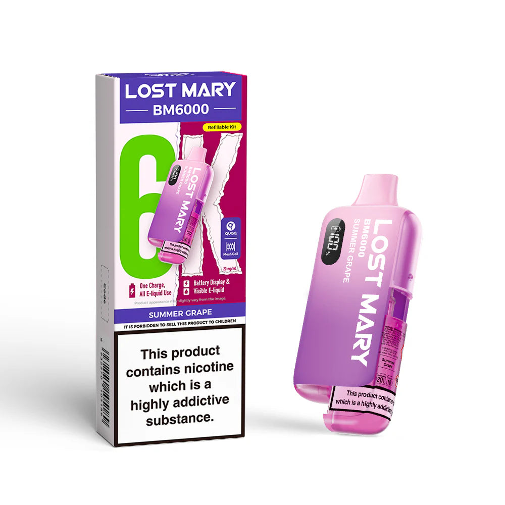 Lost Mary BM6000 - Summer Grape – Einweg Vape Traubengeschmack, Einwegvape mit Display