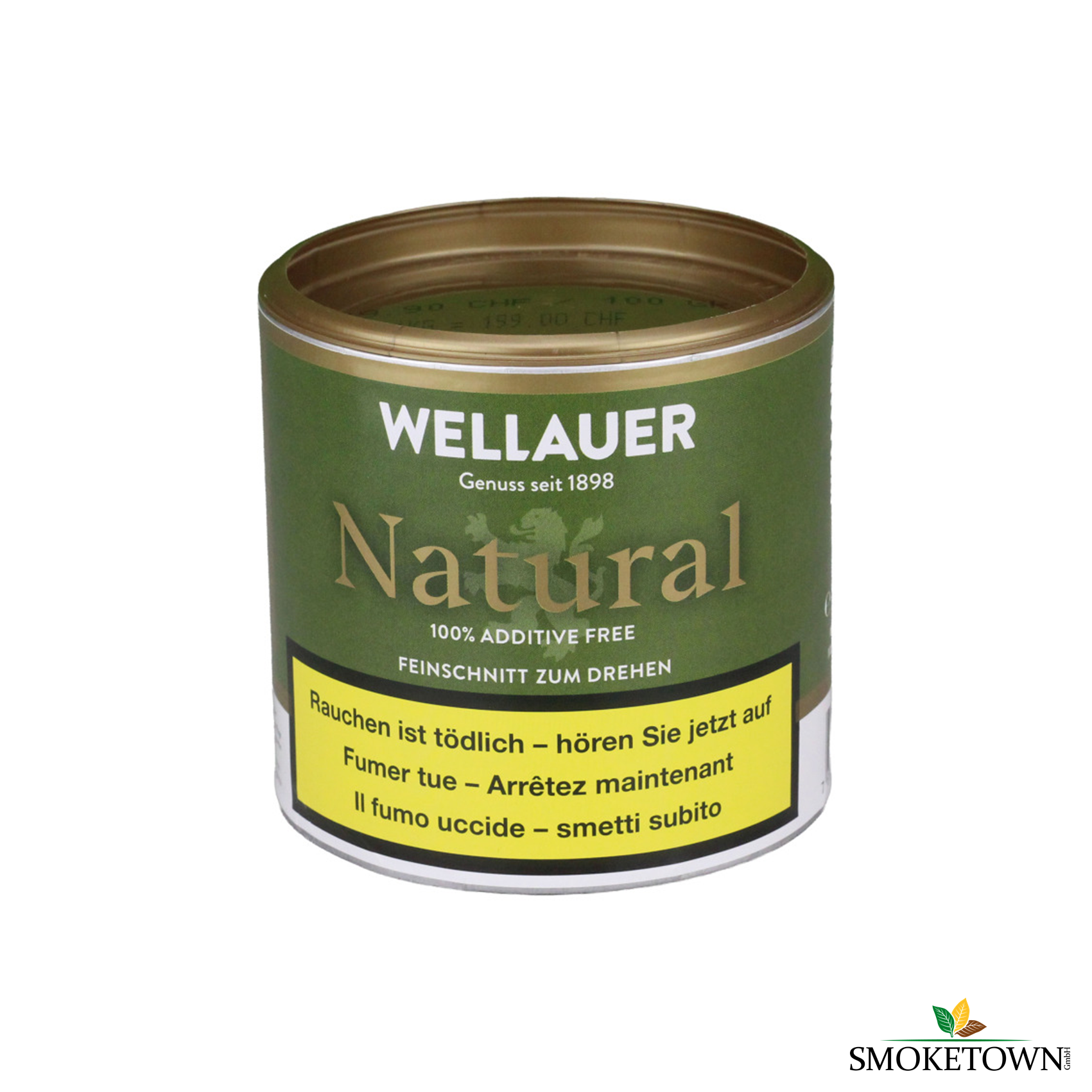 Wellauer Natural 100g Tabakeimer – Feinschnitt Tabak ohne Zusatzstoffe, Feinschnitt Zigarettentabak