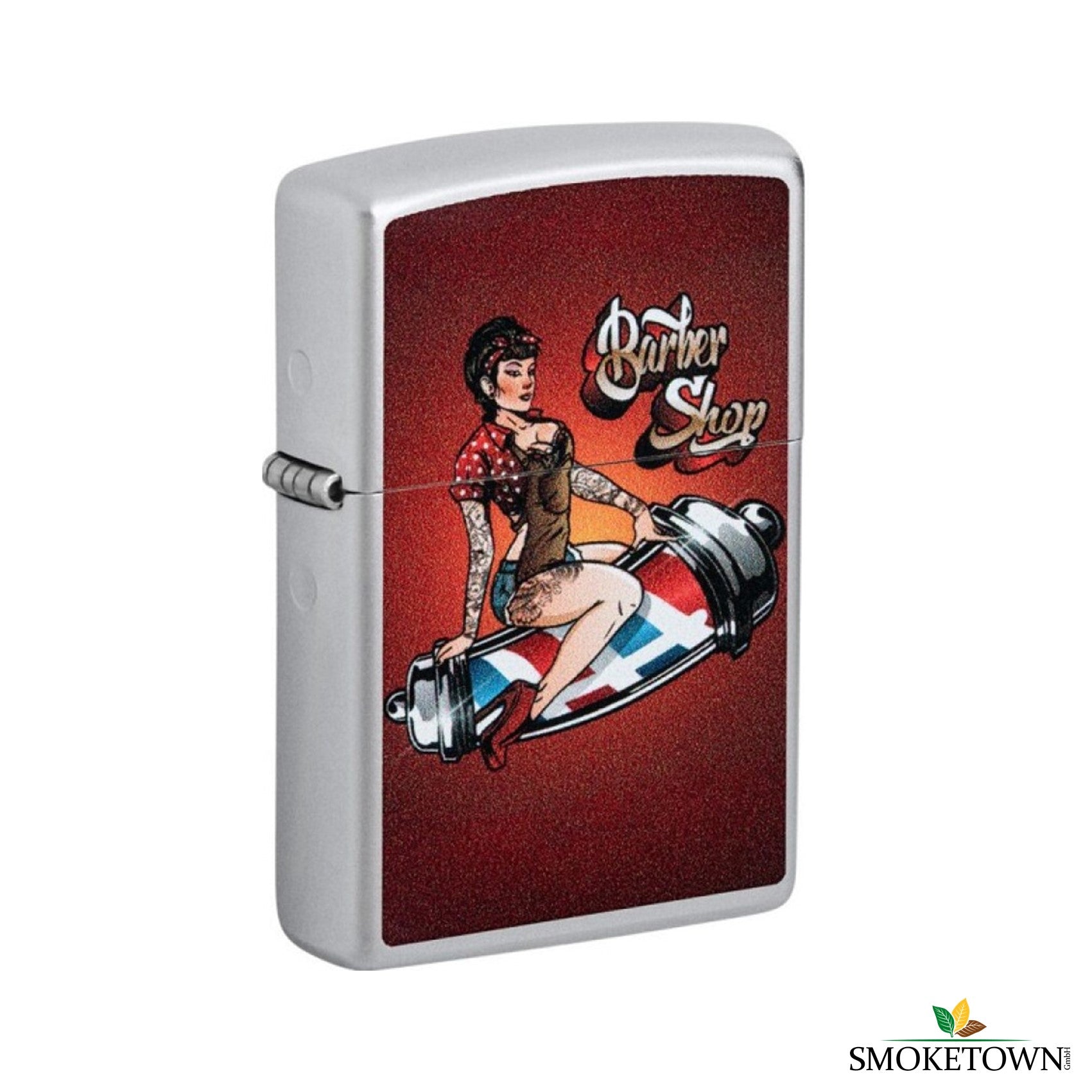 Zippo Barber Shop Pin-up Design Feuerzeug – original zippo kaufen schweiz, pinup zippo