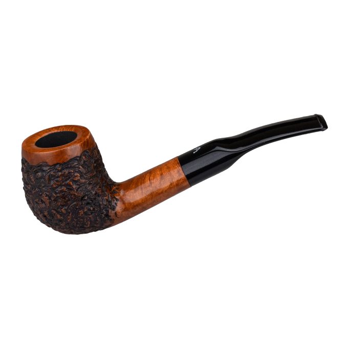 Ascorti Italia Carved Semi-Bent S Tabakpfeife, beschnitzt, halb gebogen, Bruyère mit 9-mm-Filter – Seitenansicht