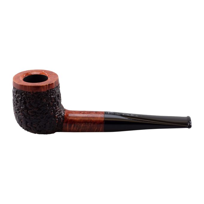 Ascorti Italia Rustic Carved Straight Tabakpfeife, rustiziert/beschnitzt, gerade, Bruyère mit 9-mm-Filter – Seitenansicht