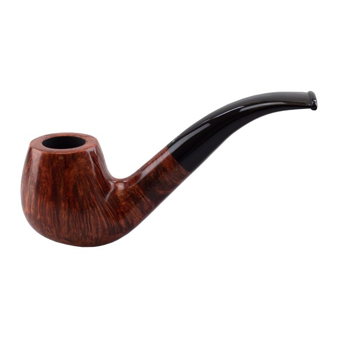 Ascorti Italia Smooth Bent Tabakpfeife, glatt, gebogen, Bruyère mit 9-mm-Filter – Seitenansicht