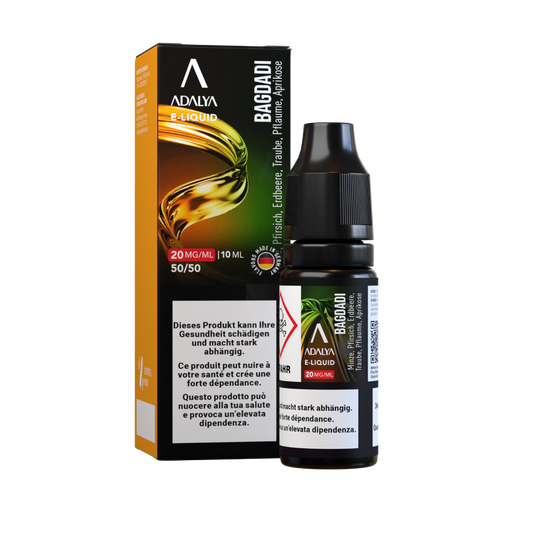 Adalya Liquid Bagdadi 10 ml 20 mg Nikotinsalz – Flasche und Verpackung
