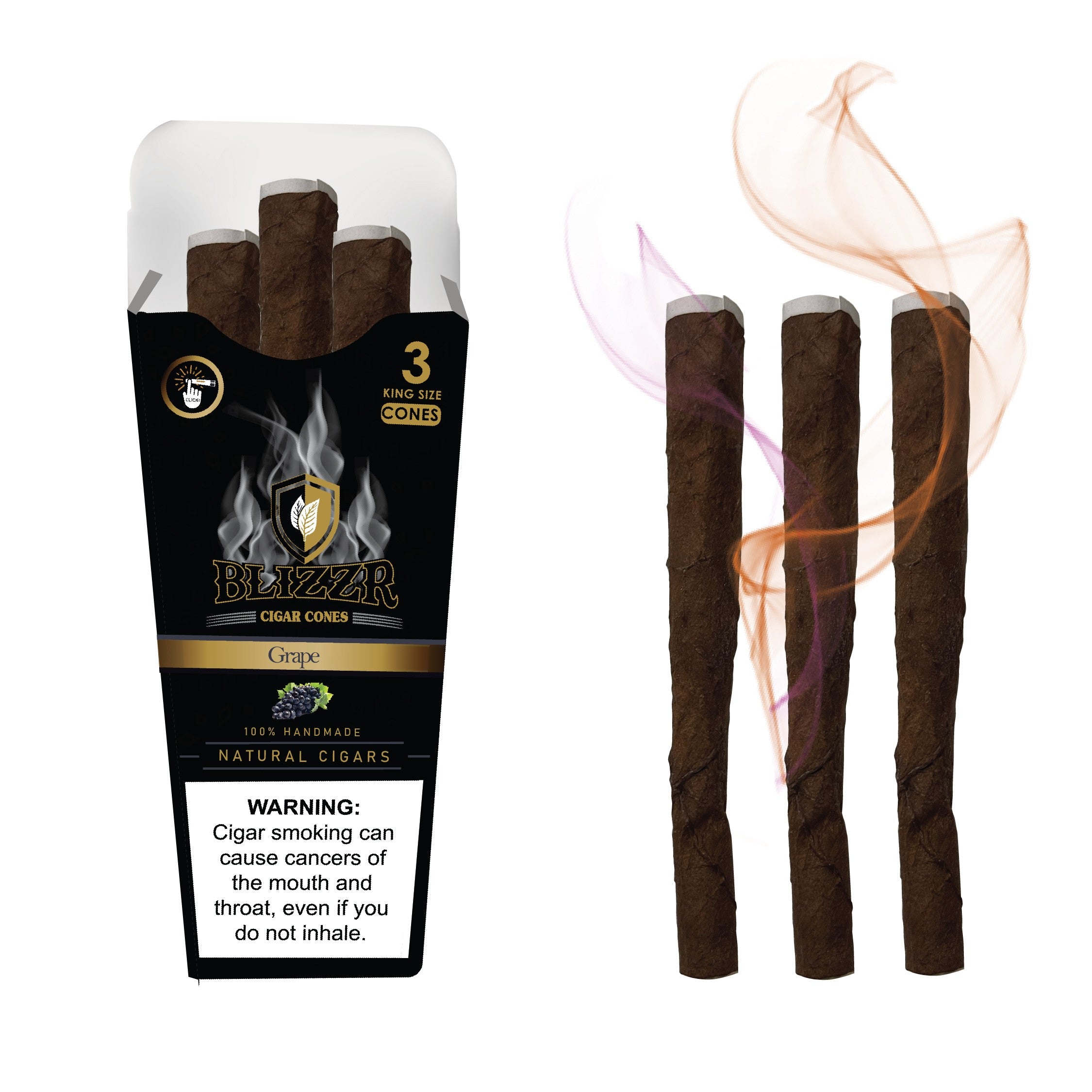 BLIZZR - Grape - Natural Leaf Cone - KS – Aromakapsel, aromatisierte Cones