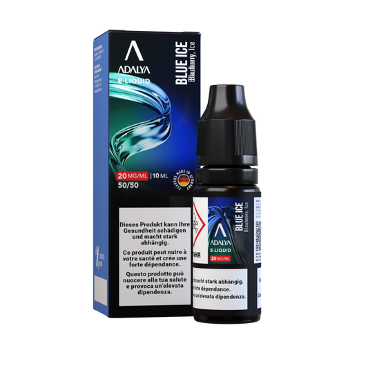 Adalya Liquid Blue Ice 10 ml 20 mg Nikotinsalz – Flasche und Verpackung