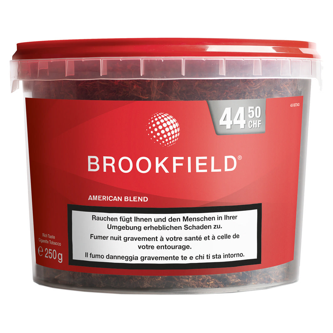 Brookfield American Blend Tabakeimer 250 g+ Hülsen/Papier je 100 Hülsen Normal – 250g Eimer, exzellenter Tabak