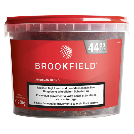 Brookfield American Blend Tabakeimer 250 g+ Hülsen/Papier je 100 Hülsen Normal – 250g Eimer, exzellenter Tabak