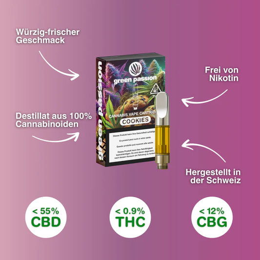 CBD Vape Cartridge Cookies – 55 % CBD – Greenpassion – CBD Cart kaufen, CBD Cart online