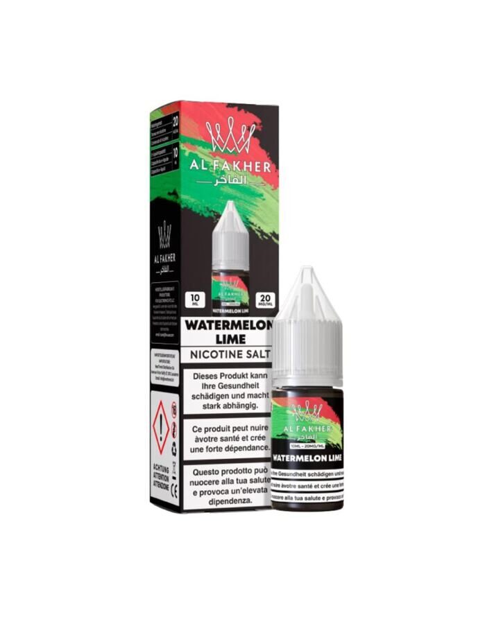 Al Fakher Liquid Watermelon Lime 10 ml 20 mg Nikotinsalz – Flasche und Verpackung