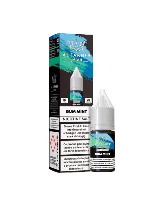 Al Fakher Liquid Gum Mint 10 ml 20 mg Nikotinsalz – Flasche und Verpackung