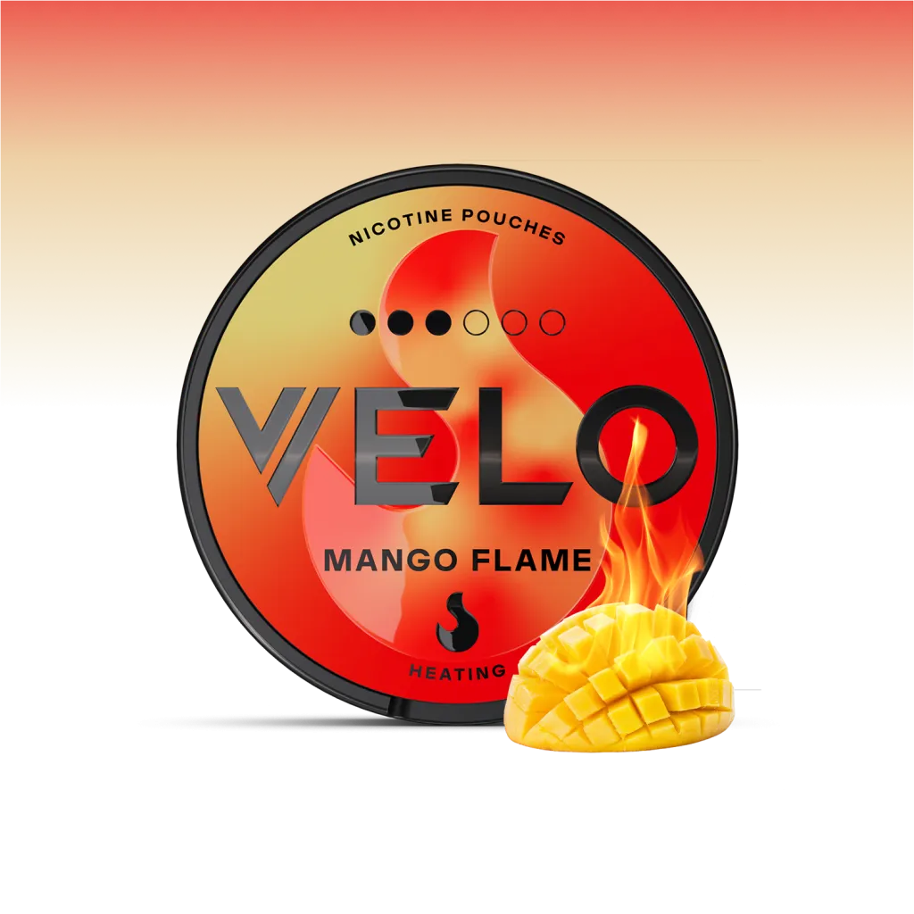 VELO Mango Flame 10 mg – 20 Beutel – VELO Dose Vorderansicht